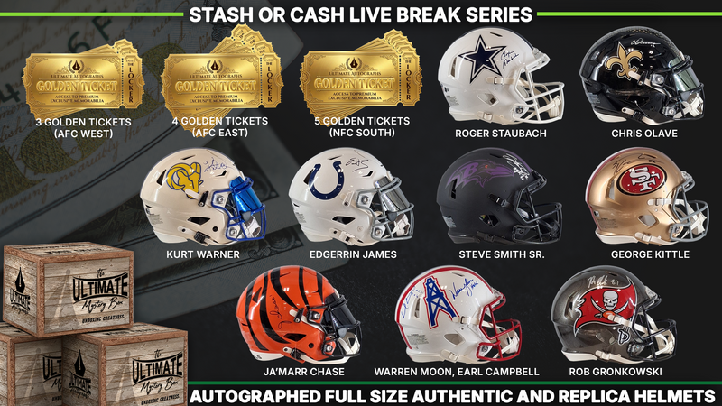 Stash or Cash Full-Size Authentic and Replica Football Helmet Live Break Series