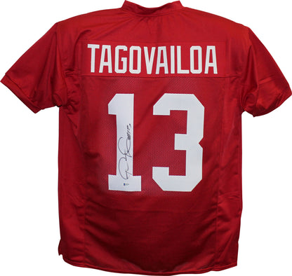 Tua Tagovailoa Autographed "Natl Champs" Inscribed College Style Jersey BAS