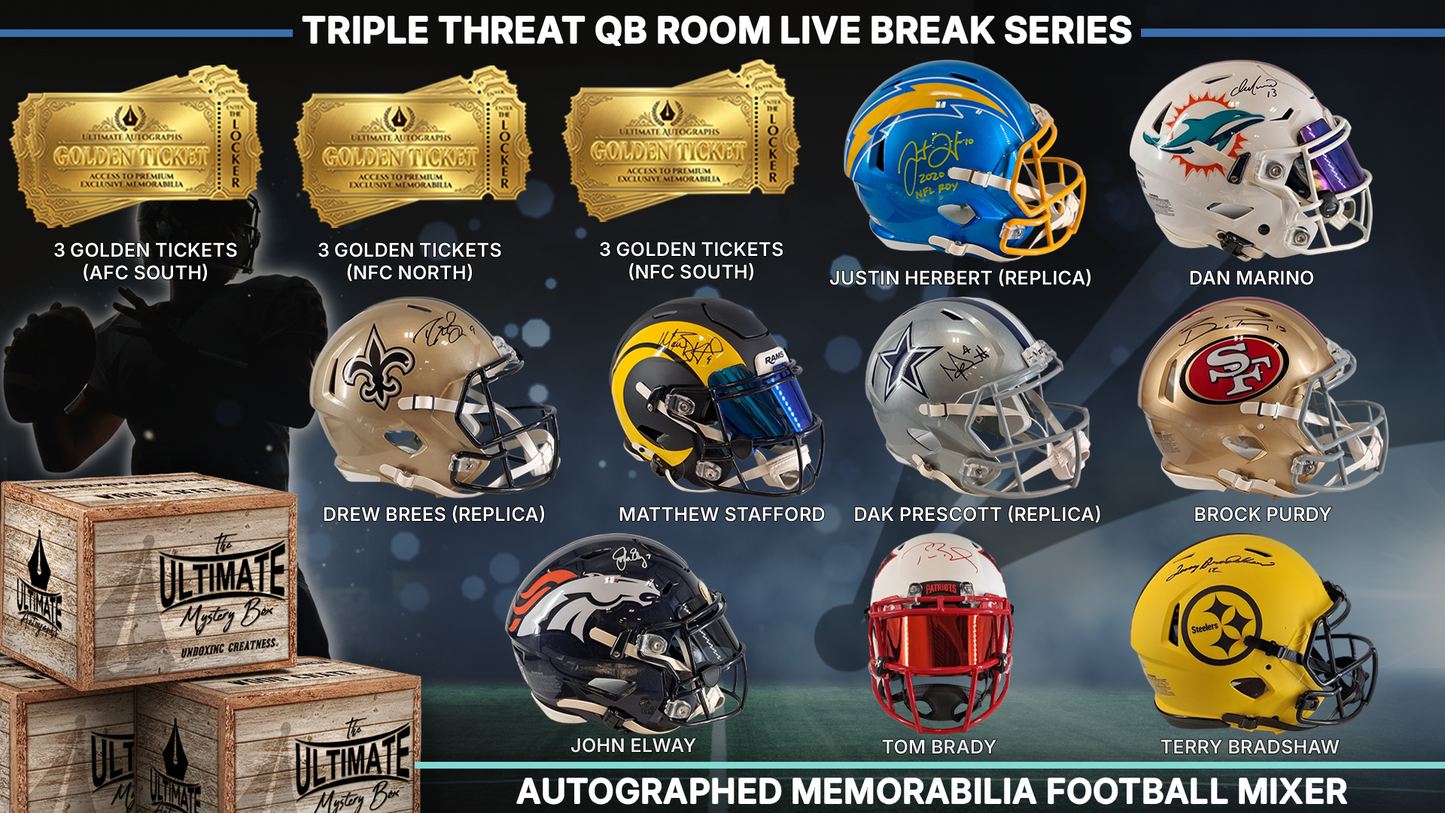 Triple Threat QB Room Full-Size Replica and Authentic Helmet Live Break Series