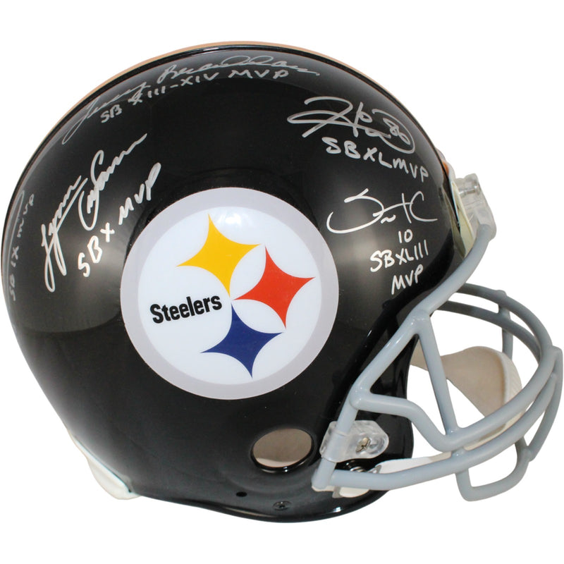Harris, Bradshaw, Swann, Ward & Holmes Signed Steelers VSR4 Helmet
