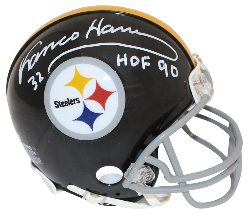 Franco Harris Signed Pittsburgh Steelers VSR4 Mini Helmet HOF Beckett