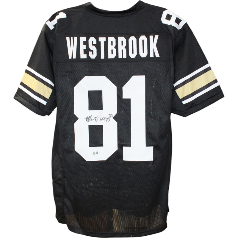 Michael Westbrook Signed College Style Jersey (64 YD TD Inscription)