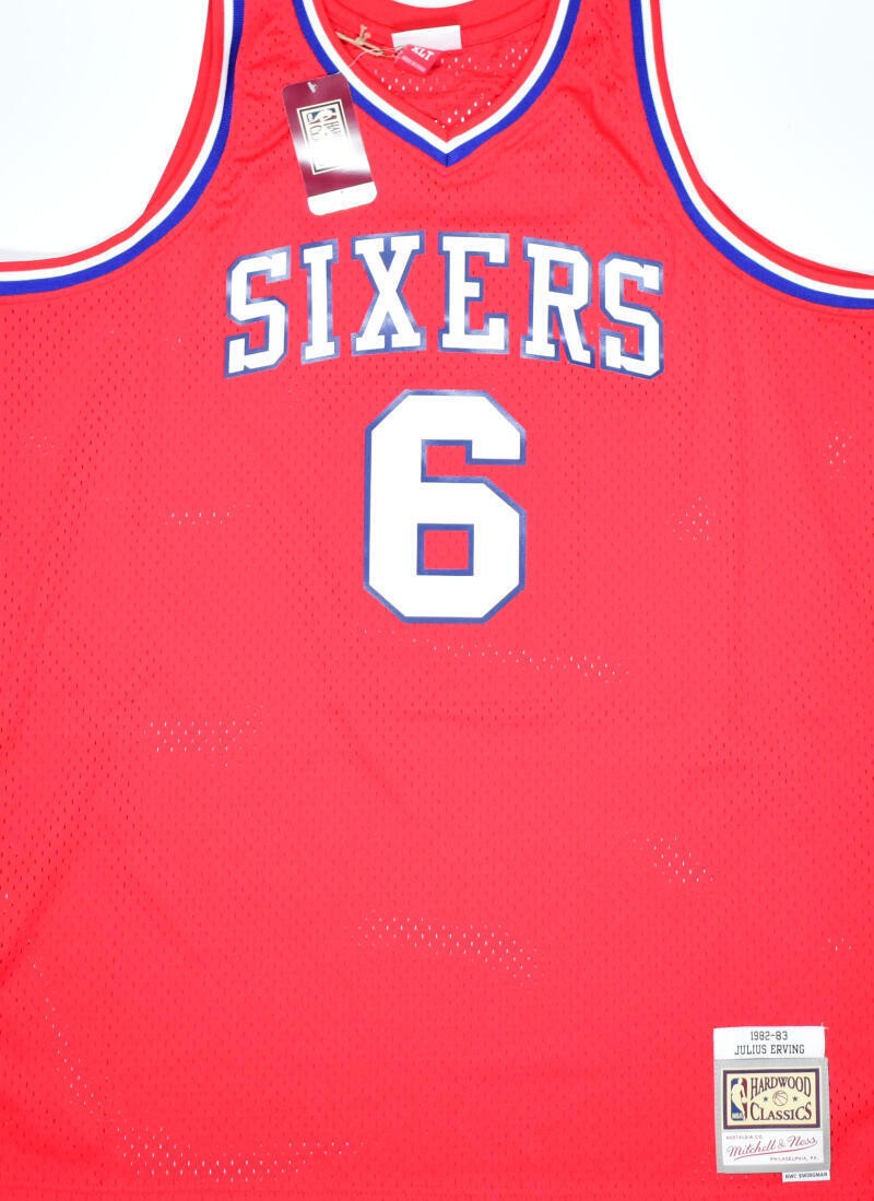 Julius Erving Autographed Philadelphia 76ers Red Mitchell & Ness Jersey