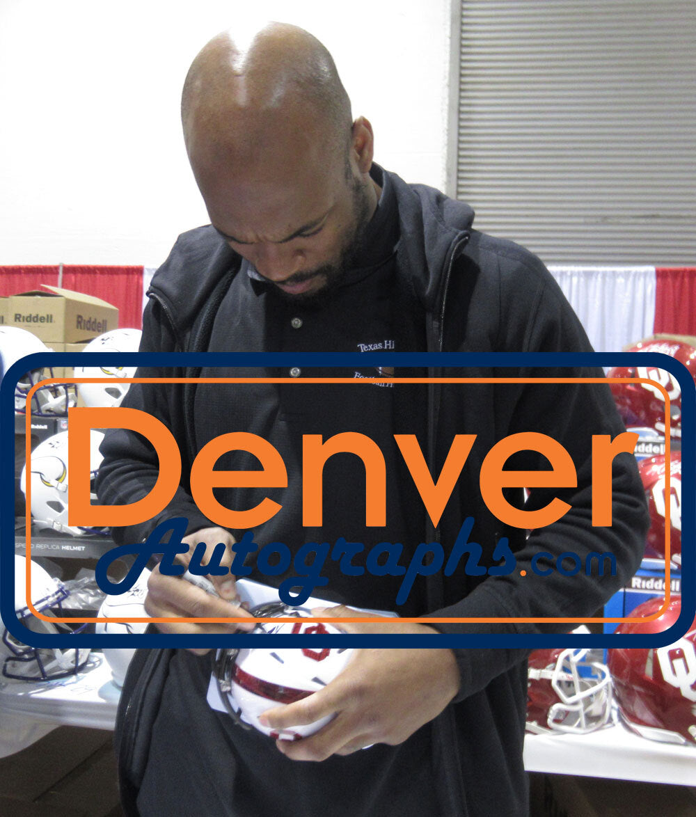 Adrian Peterson Autographed Oklahoma Sooners "Bring The Wood" Mini Helmet