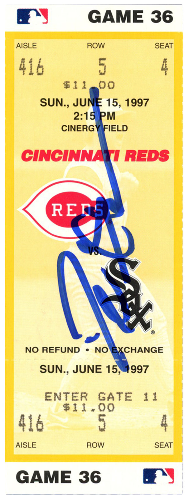 Deion Sanders Signed Cincinnati Reds 1997 Game Ticket Stub (Beckett)