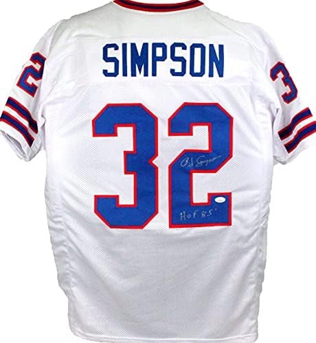 OJ Simpson Signed Buffalo Bills White Custom Jersey (HOF Inscription)