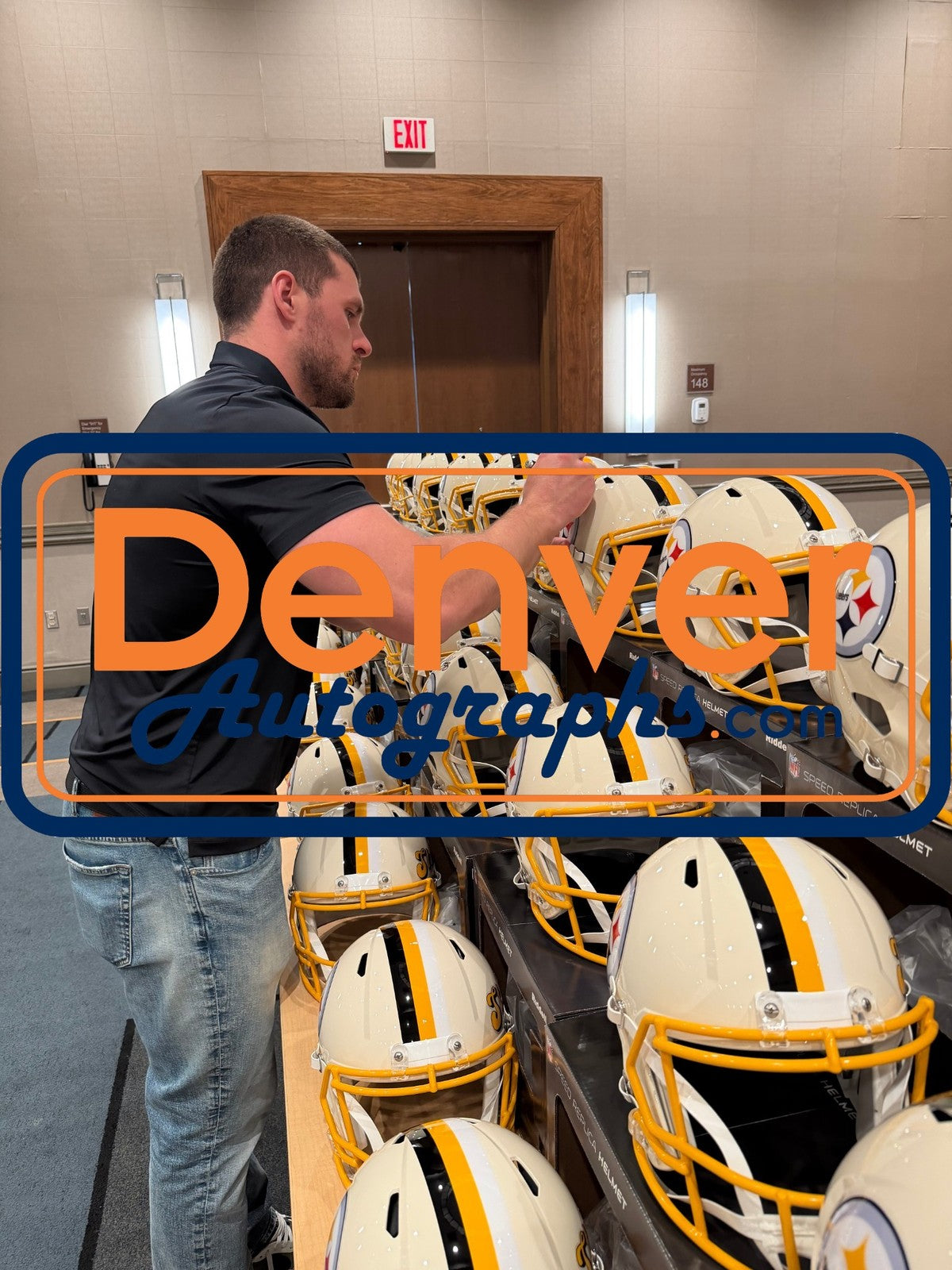 TJ Watt Signed Pittsburgh Steelers Full Size Retro Replica Helmet