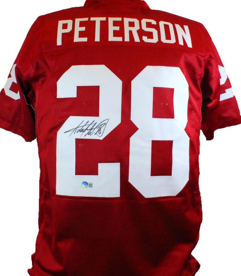 Adrian Peterson Signed Oklahoma Sooners Style Crimson Custom Jersey