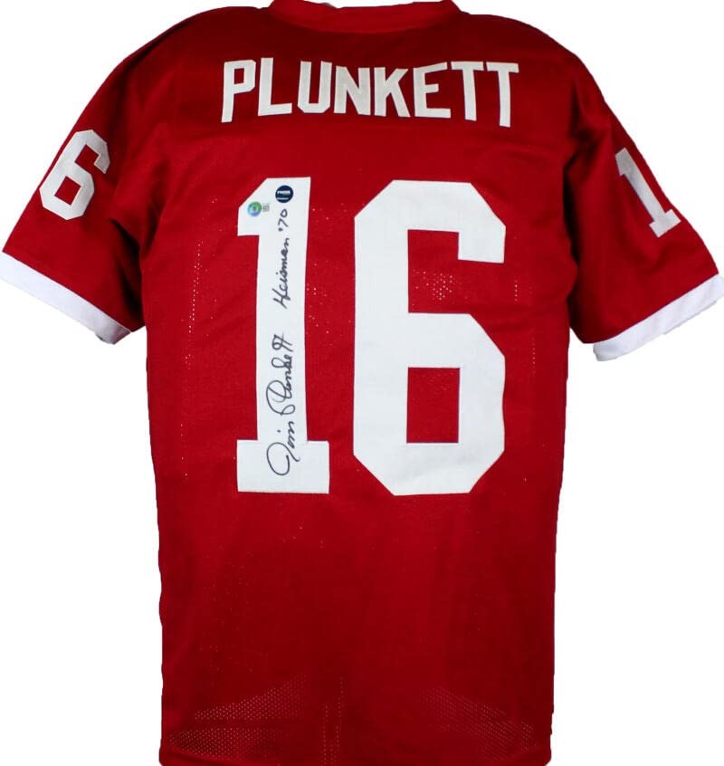 Jim Plunkett Signed Red Custom College Style Jersey - Heisman 70