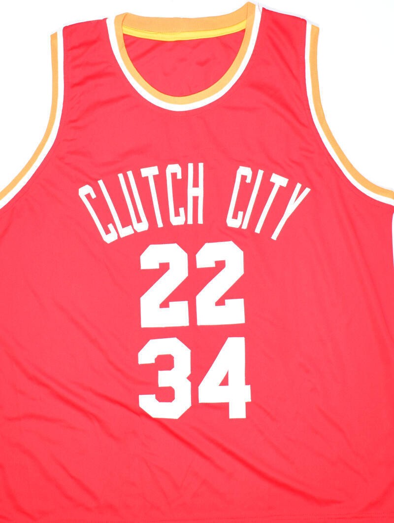 Hakeem Olajuwon & Clyde Drexler Autographed Houston Red Custom Jersey