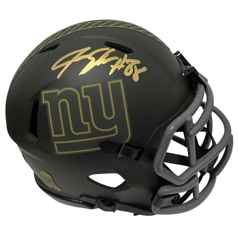 Jeremy Shockey Signed New York Giants Salute Mini Helmet Beckett BAS COA