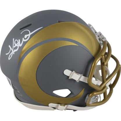 Kurt Warner Autographed Los Angeles Rams Slate Mini Helmet
