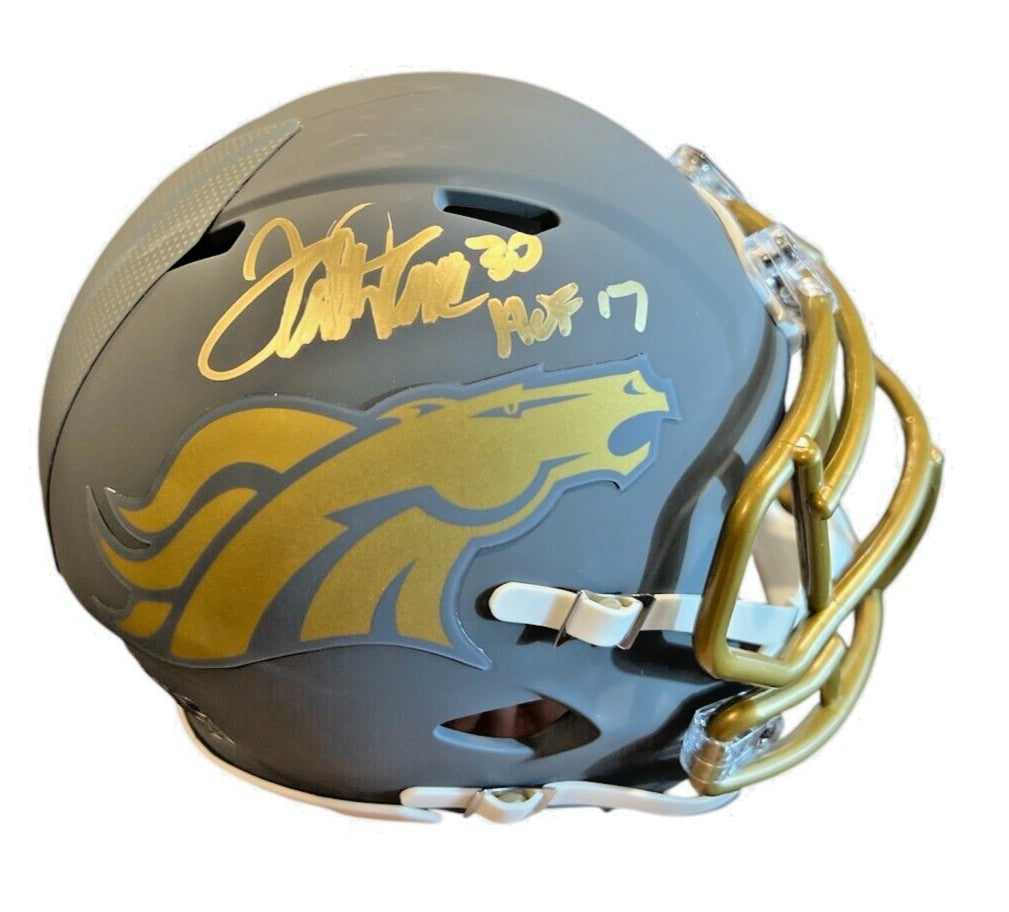 Terrell Davis Signed Denver Broncos Slate Mini Helmet JSA Witnessed COA