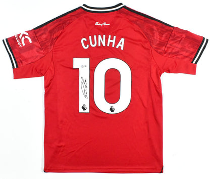 Matheus Cunha Autographed Manchester United Home Soccer Jersey
