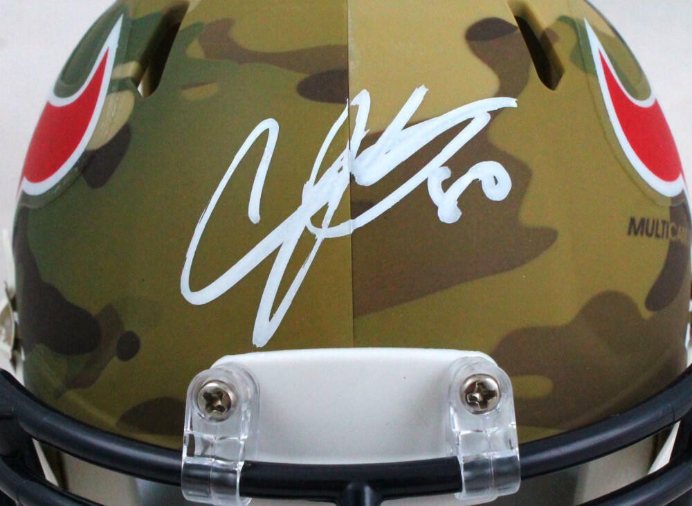 Andre Johnson Signed Houston Texans Camo Speed Mini Helmet