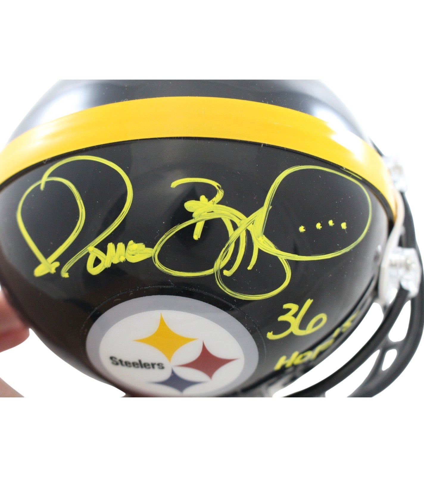 Jerome Bettis Signed Pittsburgh Steelers VSR4 Mini Helmet with HOF Inscription