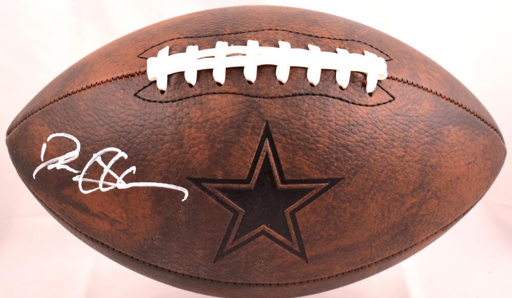 Deion Sanders Autographed Dallas Cowboys Distressed Logo Football