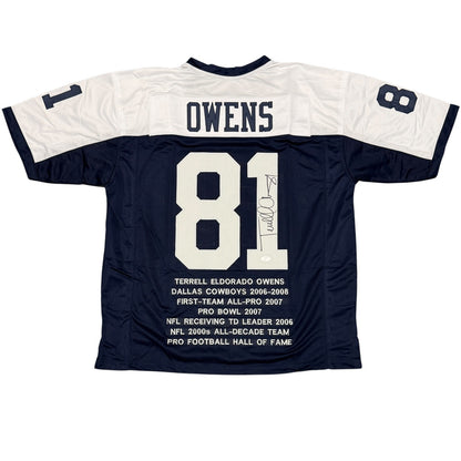 Terrell Owens Signed Dallas Cowboys Throwback Stat Jersey