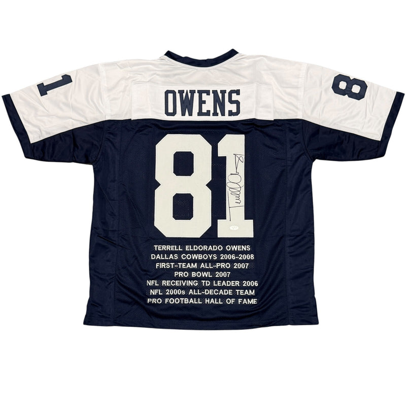 Terrell Owens Signed Dallas Cowboys Throwback Stat Jersey