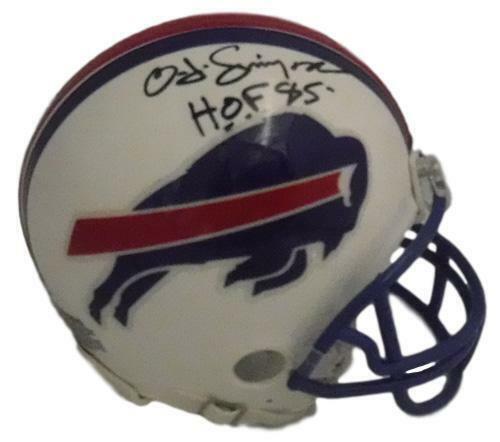 O.J. Simpson Signed Buffalo Bills Throwback Mini Helmet HOF Inscription JSA