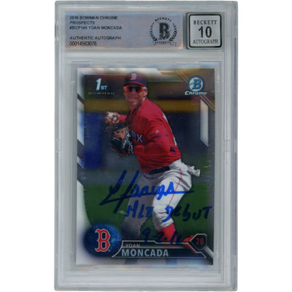 Yoan Moncada Autographed 2016 Bowman Chrome Prospects Card (MLB Debut)