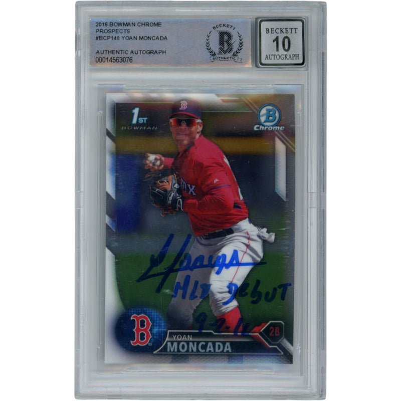 Yoan Moncada Autographed 2016 Bowman Chrome Prospects Card (MLB Debut)