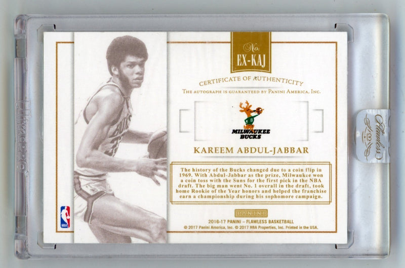 Kareem Abdul-Jabbar Signed 2016-17 Panini Flawless Platinum Excellence 1/1