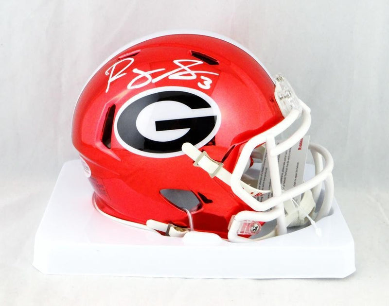 Roquan Smith Signed Georgia Bulldogs Chrome Mini Helmet