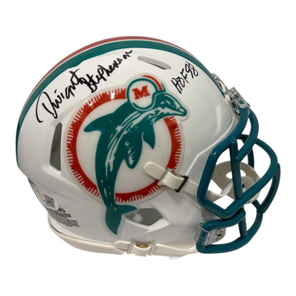 Dwight Stephenson Signed Miami Dolphins Throwback Mini Helmet HOF 98 JSA