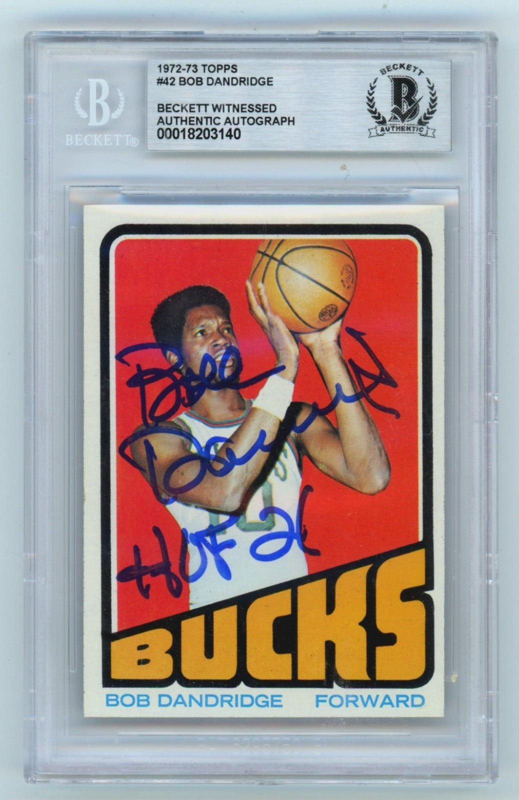 Bob Dandridge Signed 1972-73 Topps #42 Card HOF 21 Inscription Beckett BAS