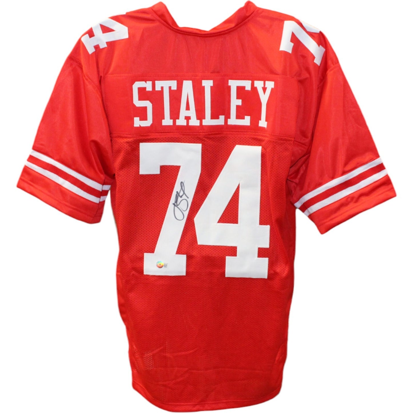 Joe Staley Autographed Red Pro Style Custom Jersey