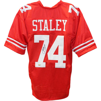 Joe Staley Autographed Red Pro Style Custom Jersey