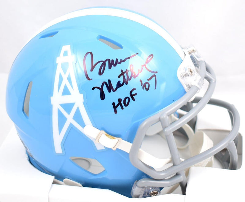 Bruce Matthews Signed Houston Oilers 1960-62 Speed Mini Helmet HOF