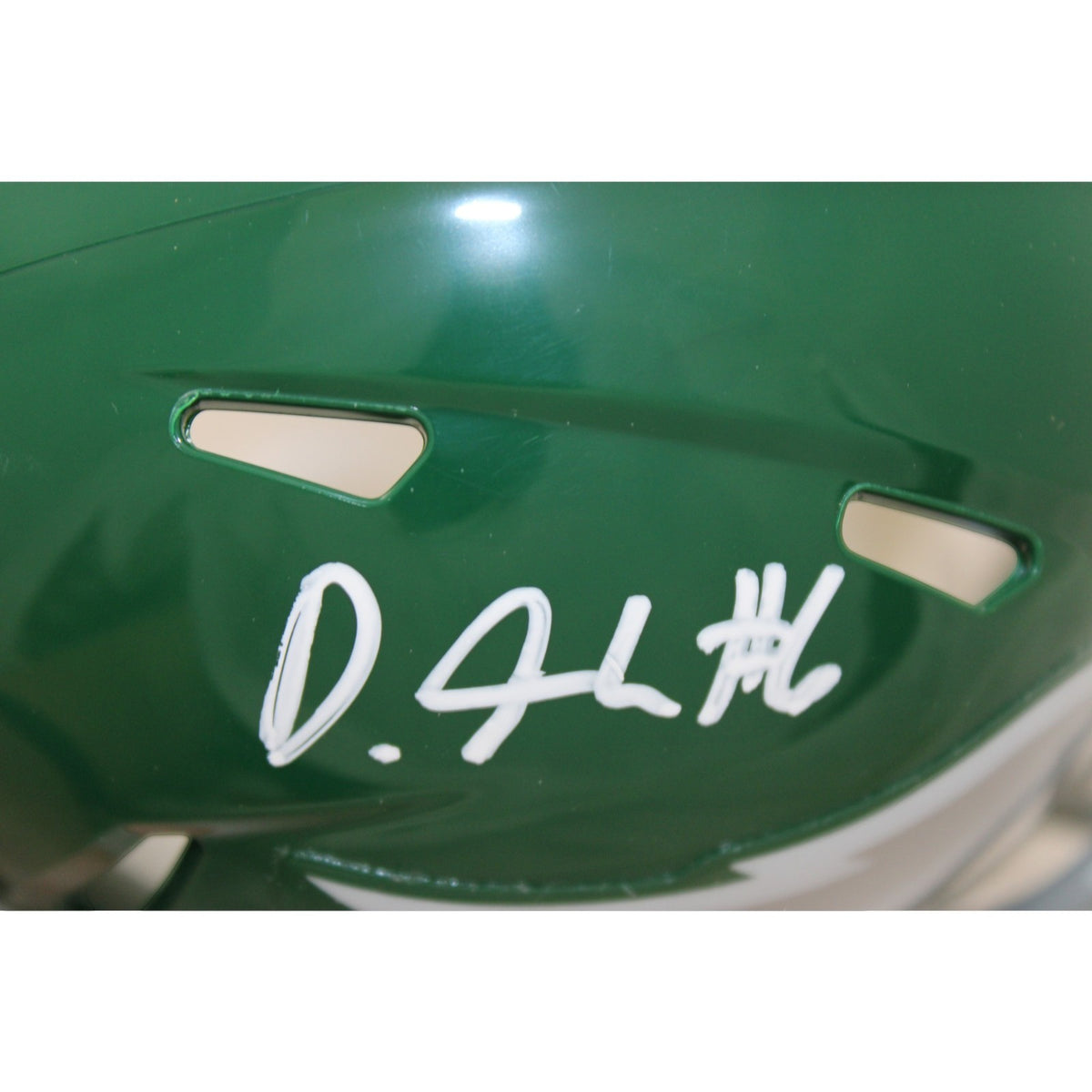 DeVonta Smith Autographed Philadelphia Eagles Throwback Mini Helmet
