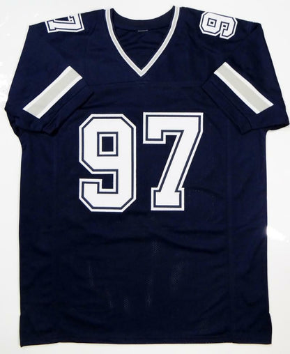 Taco Charlton Autographed Blue Custom Football Jersey