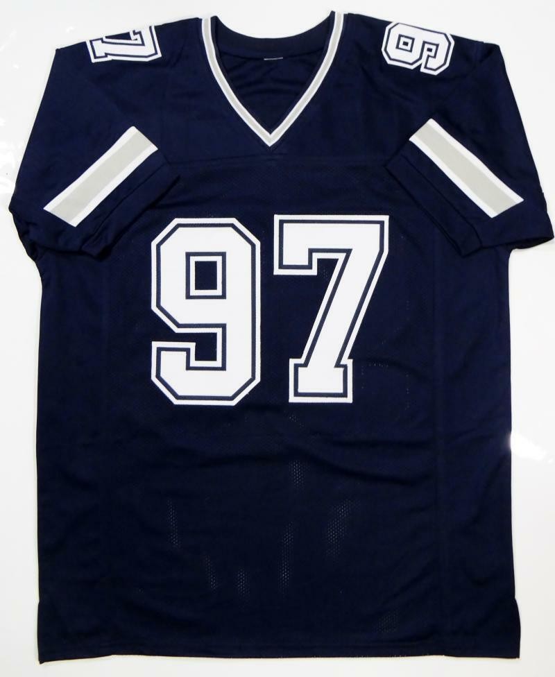 Taco Charlton Autographed Blue Custom Football Jersey
