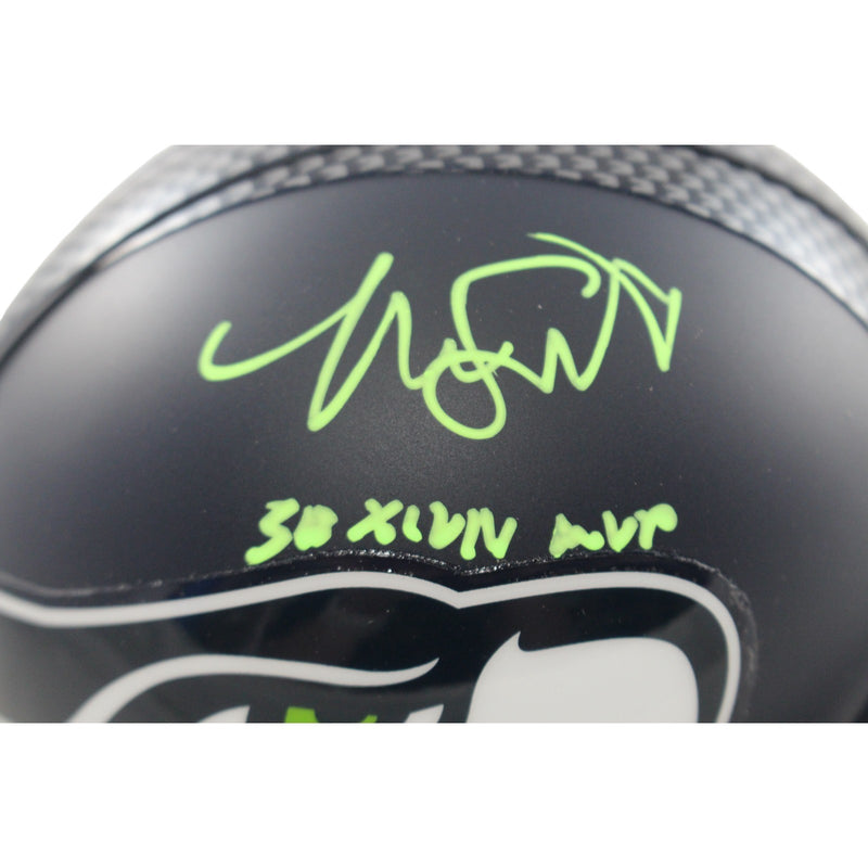 Malcolm Smith Signed Seattle Seahawks VSR4 Mini Helmet (SB MVP) BAS