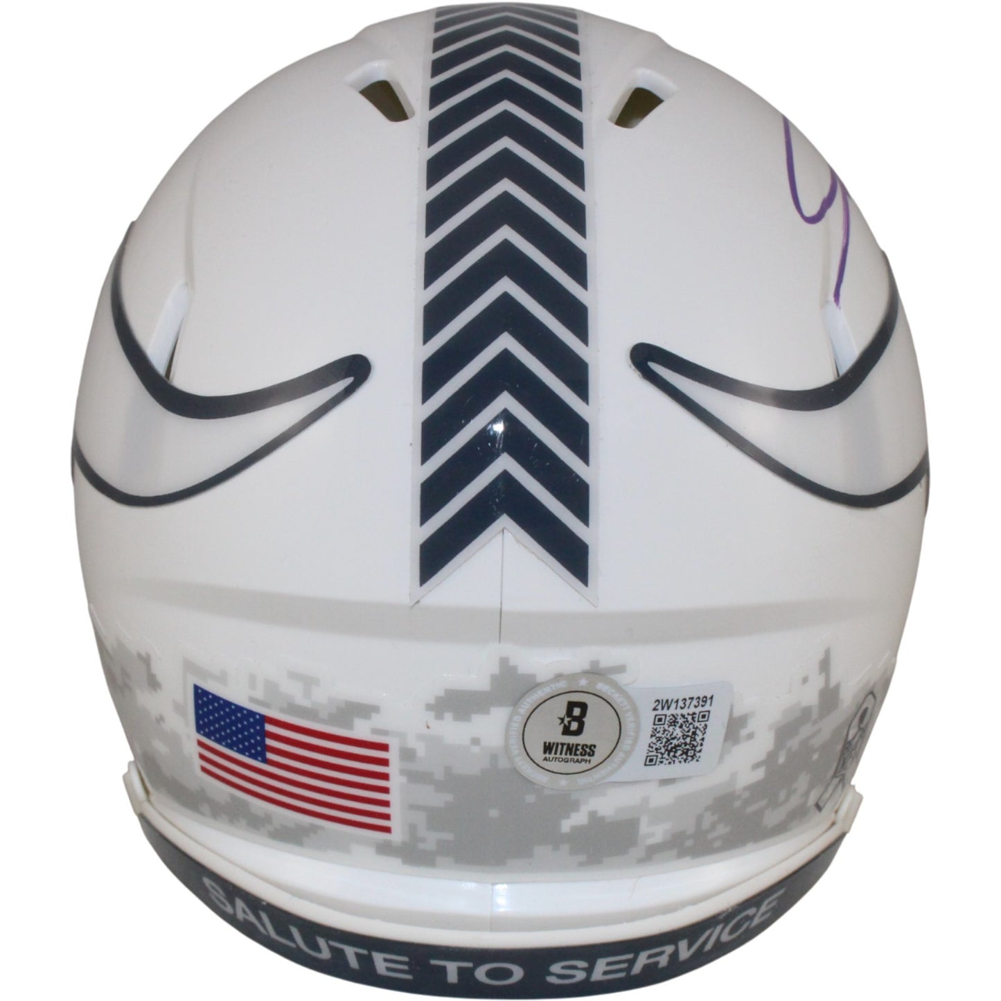 Jordan Addison Autographed Minnesota Vikings 2024 Salute to Service Mini Helmet