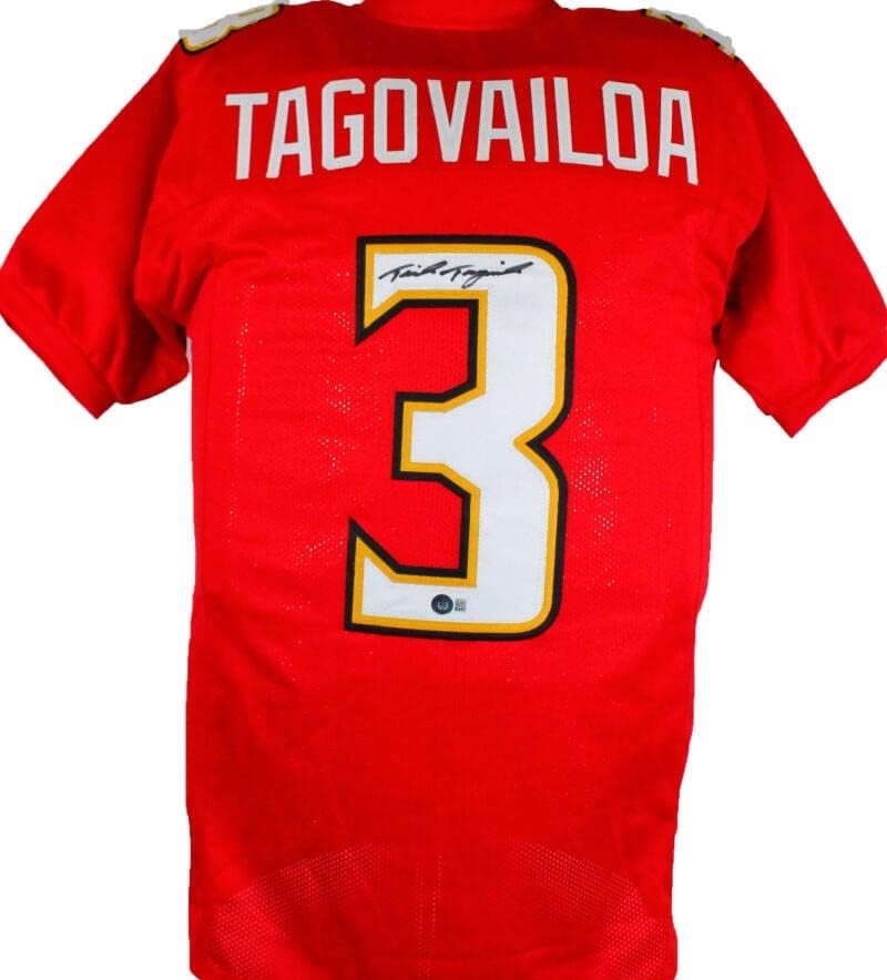Taulia Tagovailoa Autographed Maryland Style Custom Red Jersey