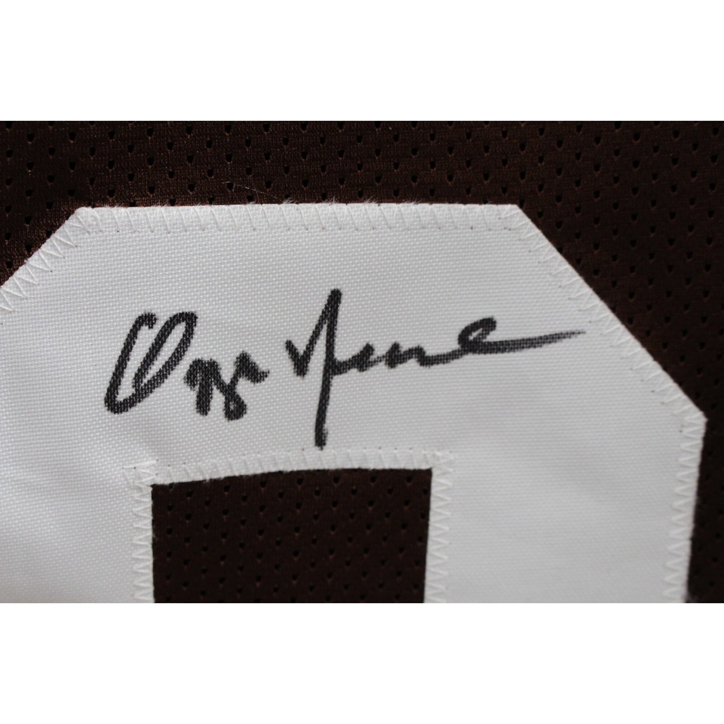 Ozzie Newsome Signed Pro Style Brown Jersey (HOF Inscription)