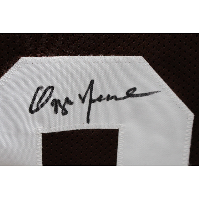Ozzie Newsome Signed Pro Style Brown Jersey (HOF Inscription)