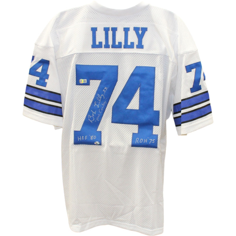 Bob Lilly Signed Custom Football Jersey with 3 Inscriptions (Beckett BAS)