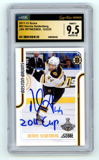 Dennis Seidenberg Signed 2011-12 Score Card #62 - 2011 Cup Inscription