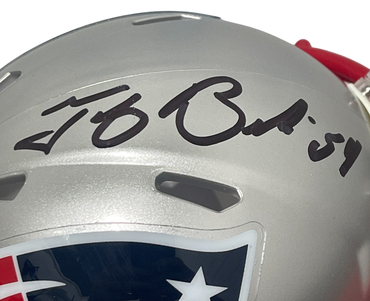 Tedy Bruschi New England Patriots Signed Riddell Speed Mini Helmet BAS