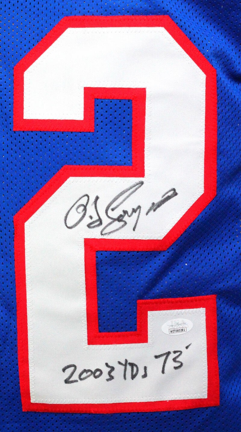 O. J. Simpson Signed Buffalo Bills Blue Custom Jersey