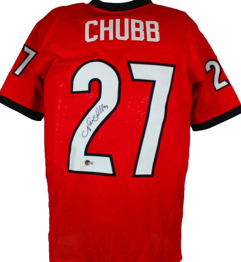 Nick Chubb Signed Georgia Bulldogs Style Custom Red Jersey
