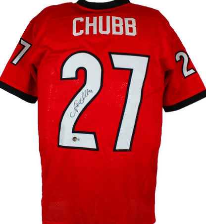 Nick Chubb Signed Georgia Bulldogs Style Custom Red Jersey