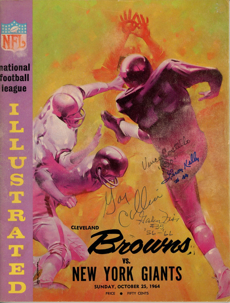 Vince Costello, Leroy Kelly, Gary Collins & Galen Fiss Signed Browns Magazine