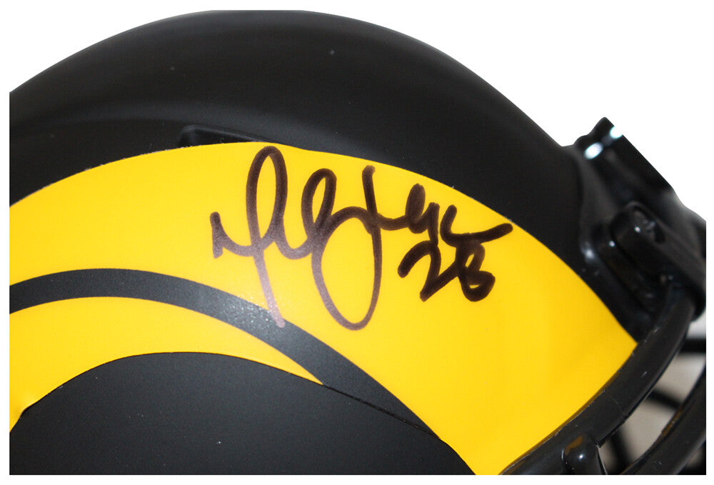 Marshall Faulk Signed Los Angeles Rams Eclipse Mini Helmet Beckett BAS