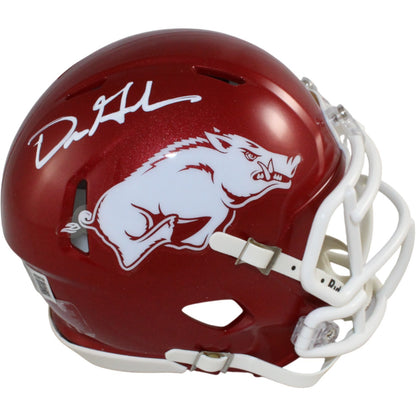 Dre Greenlaw Arkansas Razorbacks Autographed Mini Helmet (BAS Witnessed)